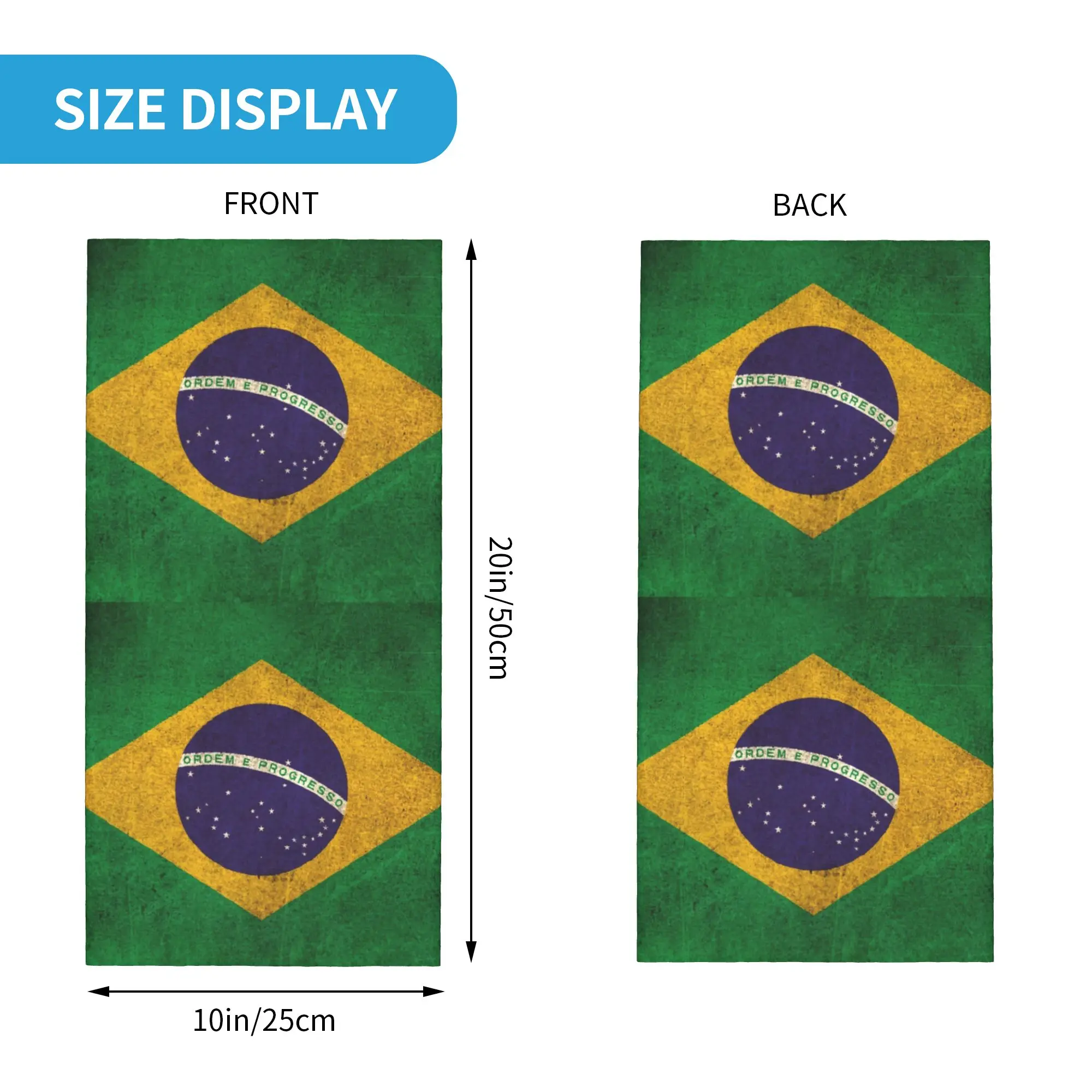 Flag of Brazil Bandana Winter Neck Warmer Men Windproof Wrap Face Scarf for Ski Brazilian Flag Gaiter Headband