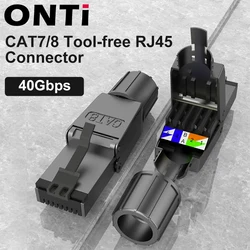 RJ45 Shielded Field Connector Termination Plug for CAT6A/7/8 22AWG-24AWG 2000MHz 40G Tool-free Solid Installation Lan Cable