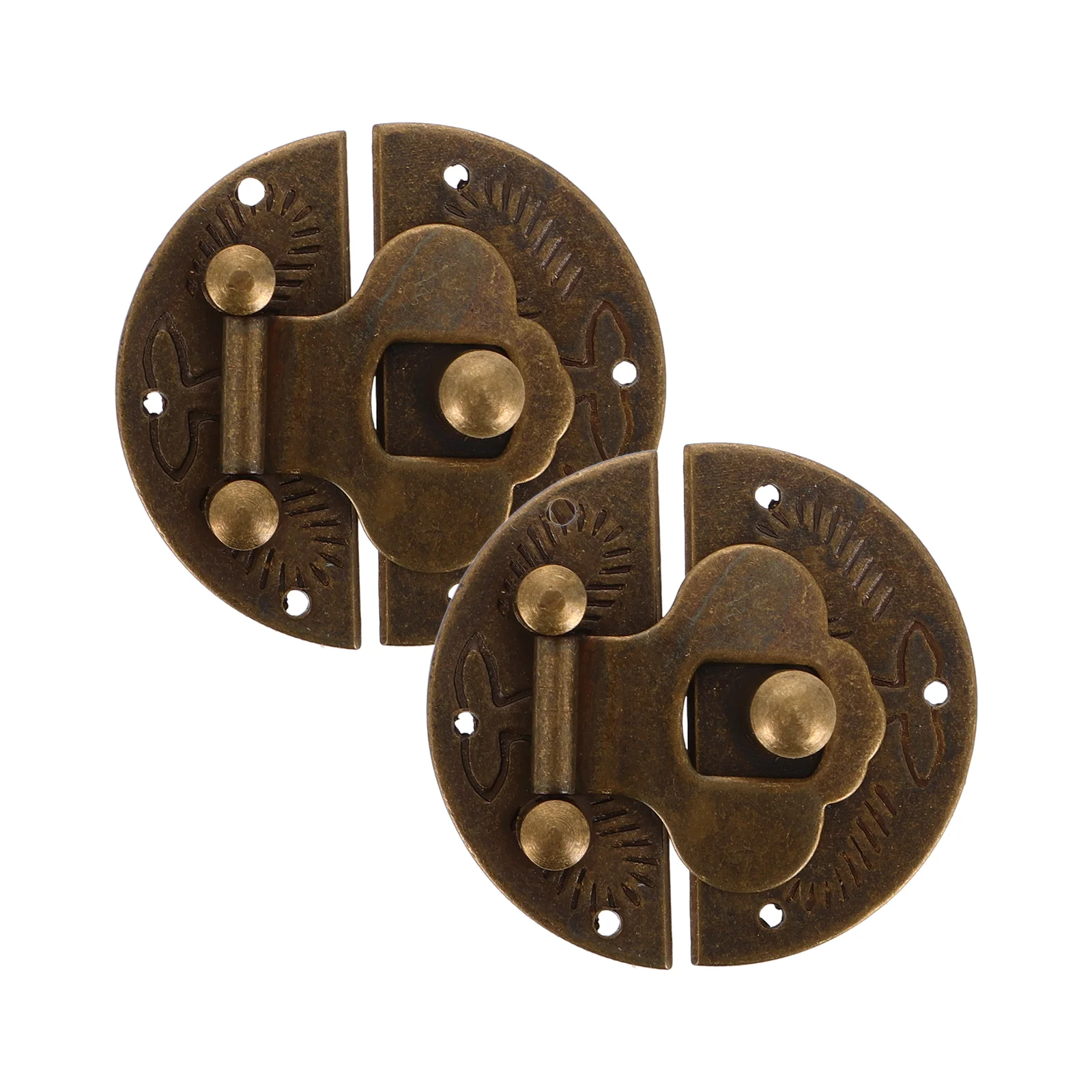 

2 Pcs Brass Jewelry Box Buckle Clasp Flat Sill Latches Cabinet Door Spring Hardware Gate Chest Drawer Hatch