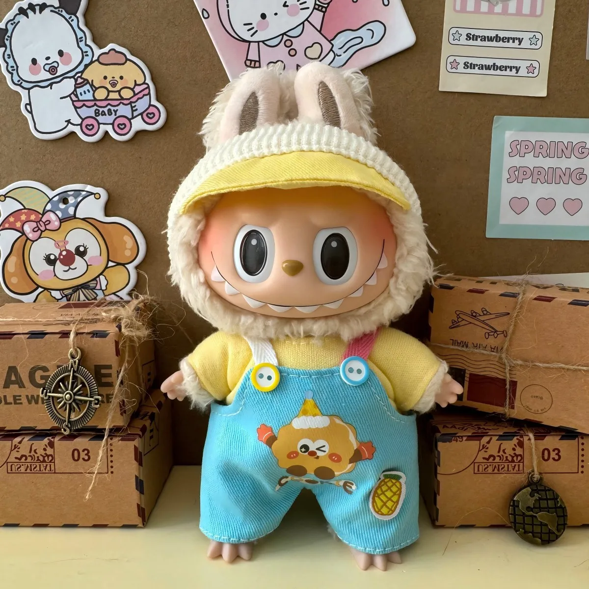 

Кукольная одежда для 15/17 см, комбинезон с печеньем Labubu Macaron, футболка, 3 шт./упак., плюшевая хлопковая кукла-идол, универсальные аксессуары, подарок