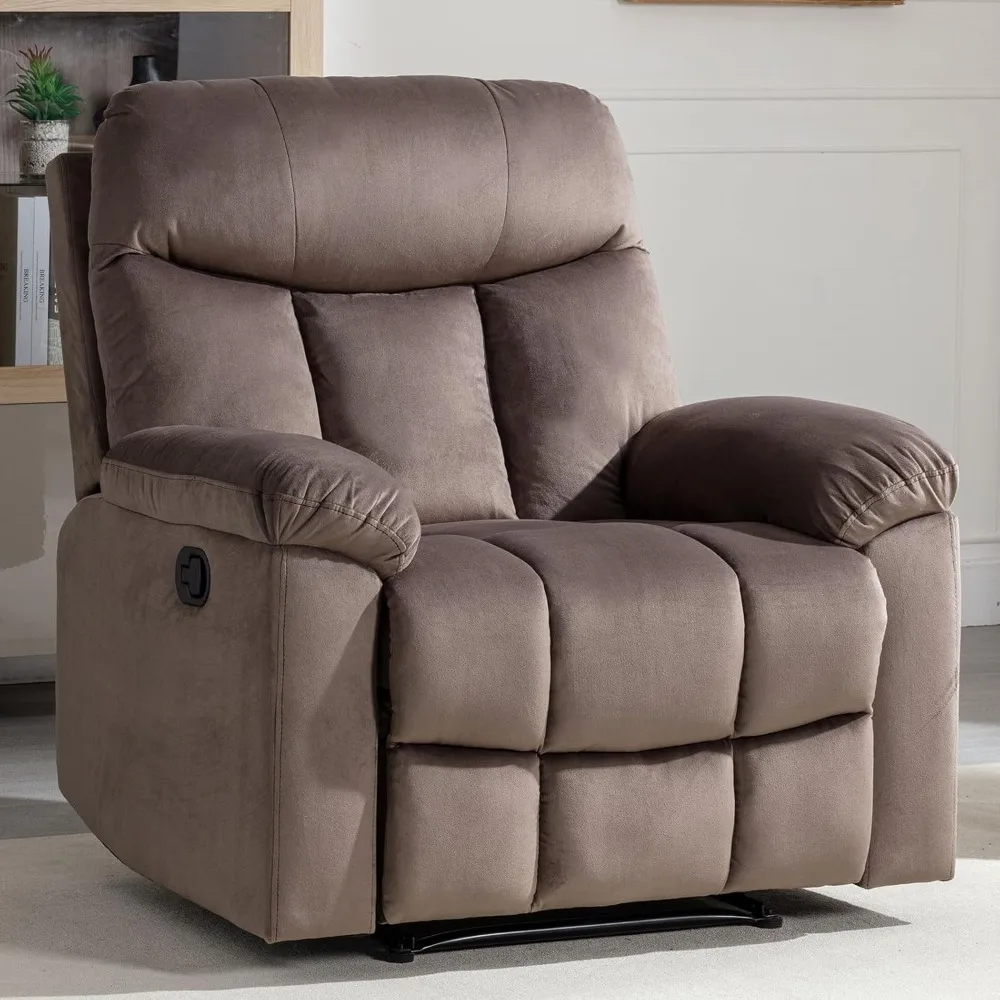 Manual Recliner, Made of Soft Fabric with Over Filled Arms and Back, Suitable for Living Rooms, Bedrooms, and Apartments