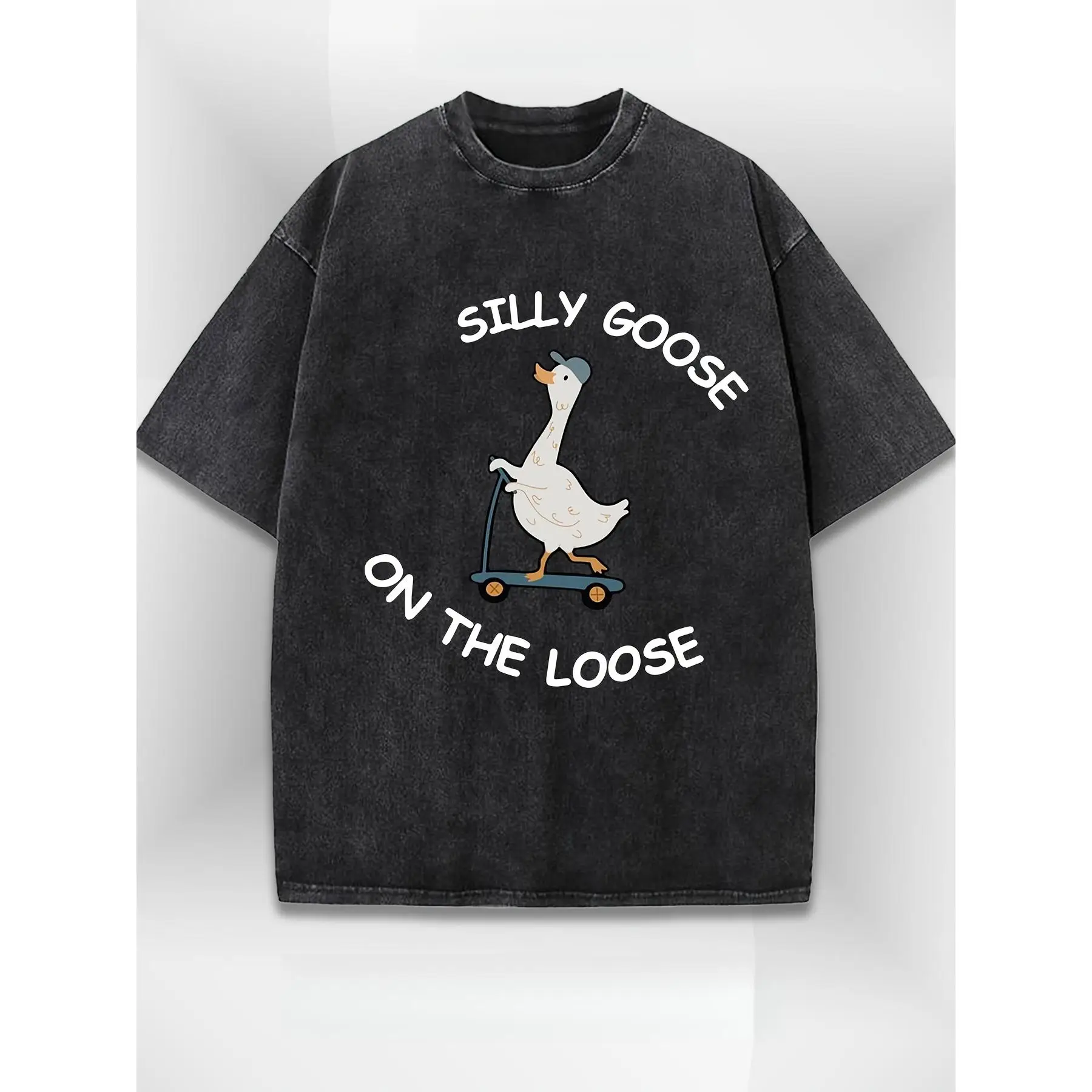 

"Funny Silly Goose T-Shirt for Women | Skateboard Animal Graphic Tee | Vintage Washed Streetwear | Aesthetic Retro Gift"
