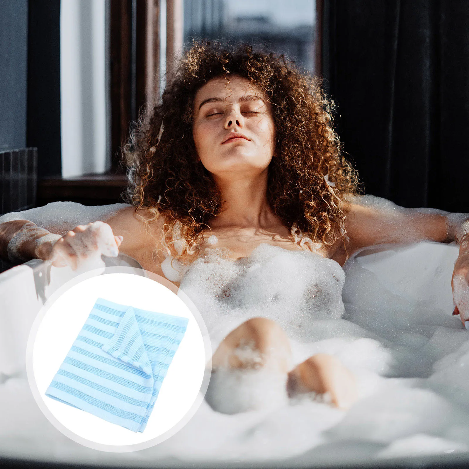 

2pcs Exfoliating Back Towel Bath Washing Scrubber Cloth For Body Shower Hard-To-Reach Areas Bath Supplies Polyester Striped