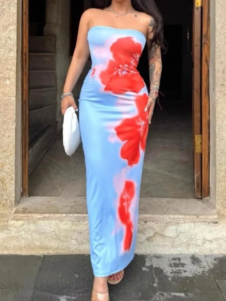 

Lady Sexy Slim Dress Fashion Sleeveless Strapless Package Hip Dresses For Women Elegant Holiday Beach Party Skirt Clothes Summer