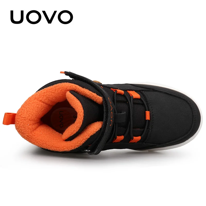 UOVO-zapatos clásicos para caminar para niños, zapatillas planas con forro de felpa, cálidas, a la moda, para invierno, 2024