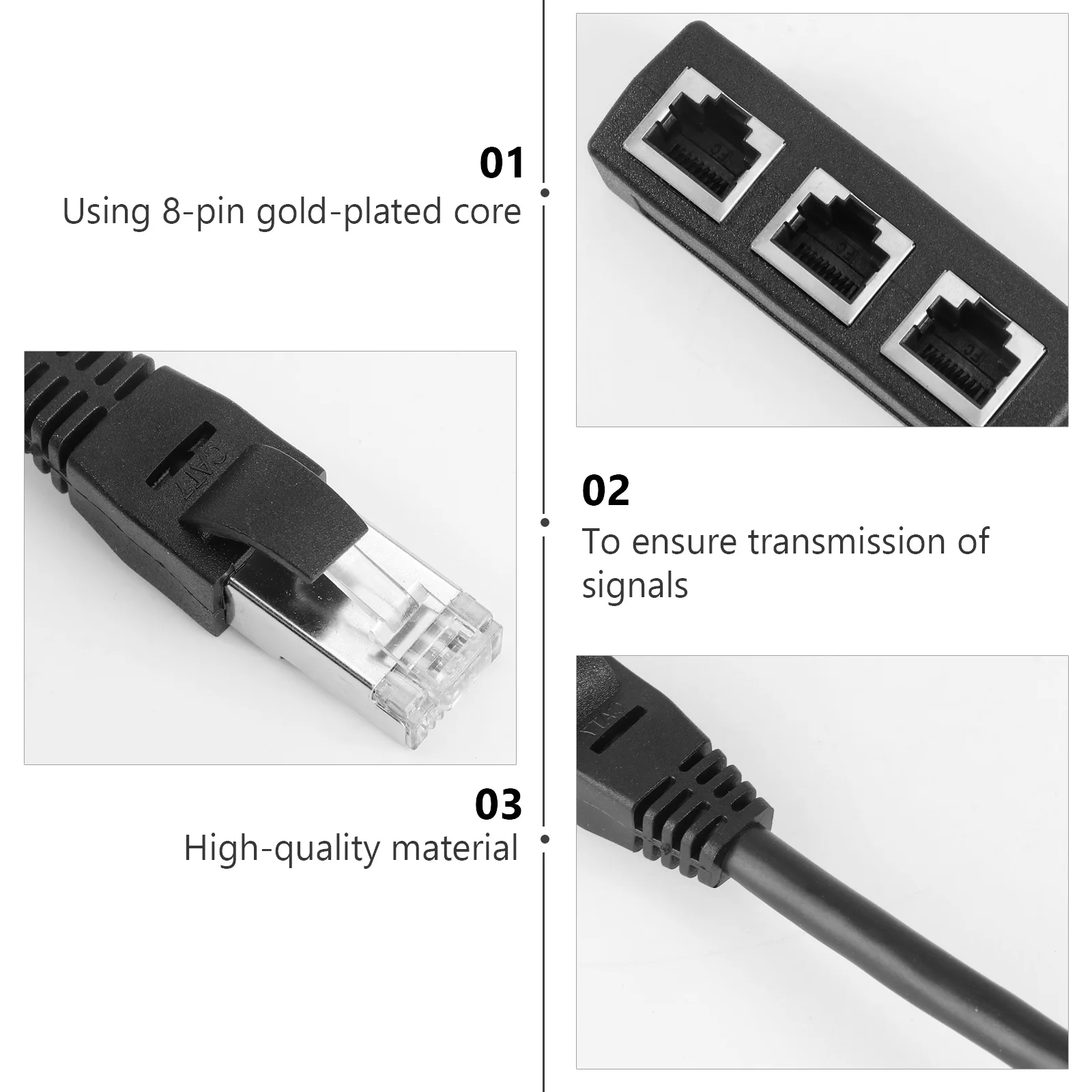 

Ethernet Cable Adapter Splitter 1 Male to 3 Female LAN Network Connector Gold Plated Core Shielded Net Cable for Home