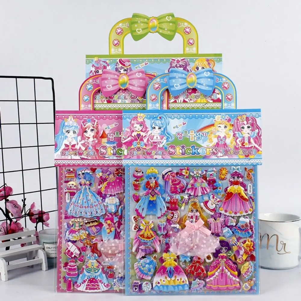 2 arkusze/worek Kawaii Stereo Bubble Sticker Princess Dress Up Fun DIY 3D Foam Sticker Cute Cartoon Kids Toy Sticker Gift