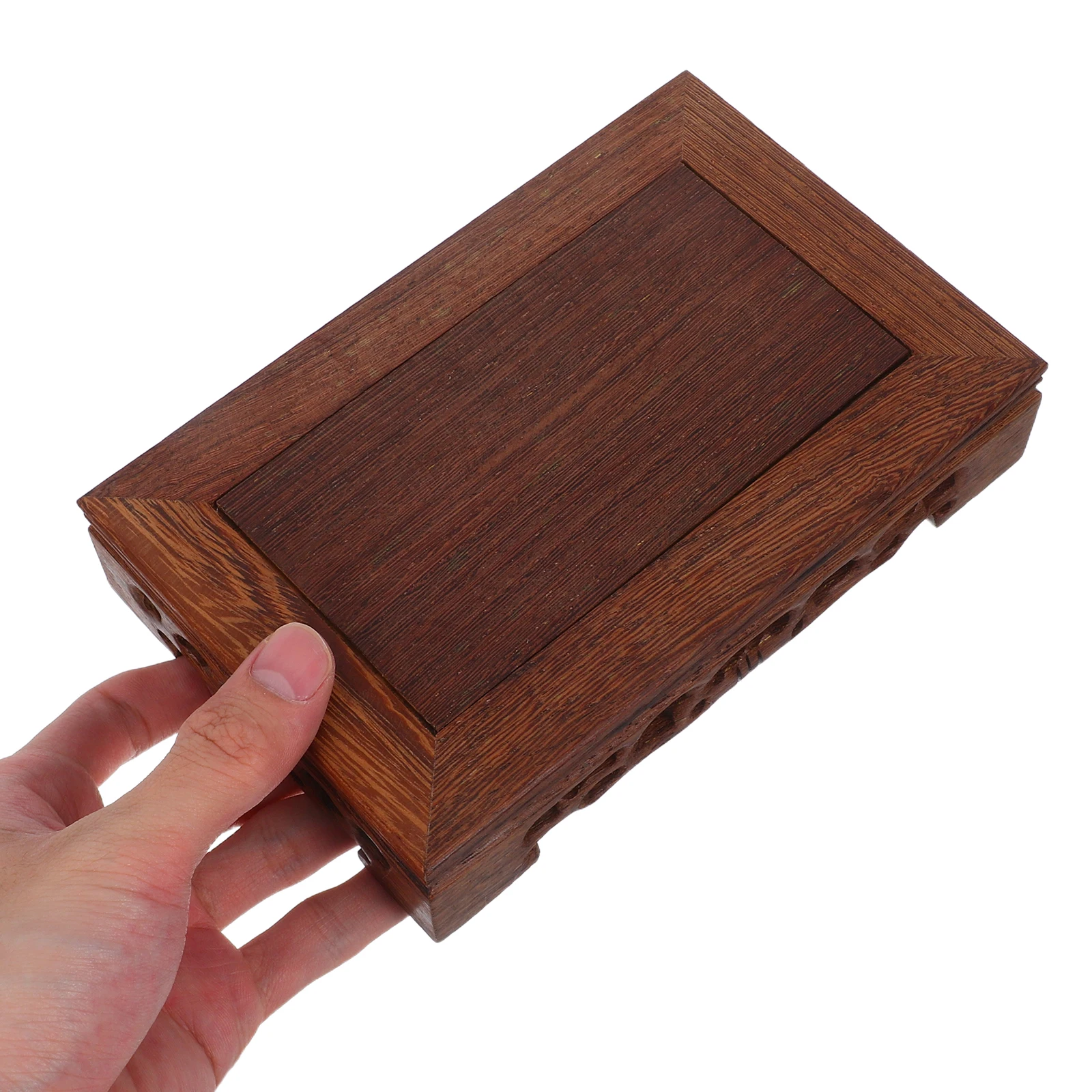

Solid Wood Rectangular Display Stand Carved Base for Vase Sculptures Crafts Elegant Home Decor Solid Wood Display Stand