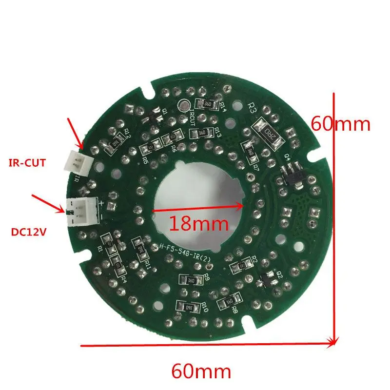 Placa de bombilla iluminadora infrarroja IR, 48 LED, 60 grados, para cámara de seguridad CCTV para el hogar