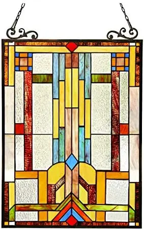 

Tiffany Glass Window Panel 17.5"x25" - Stained Glass Decor for Home