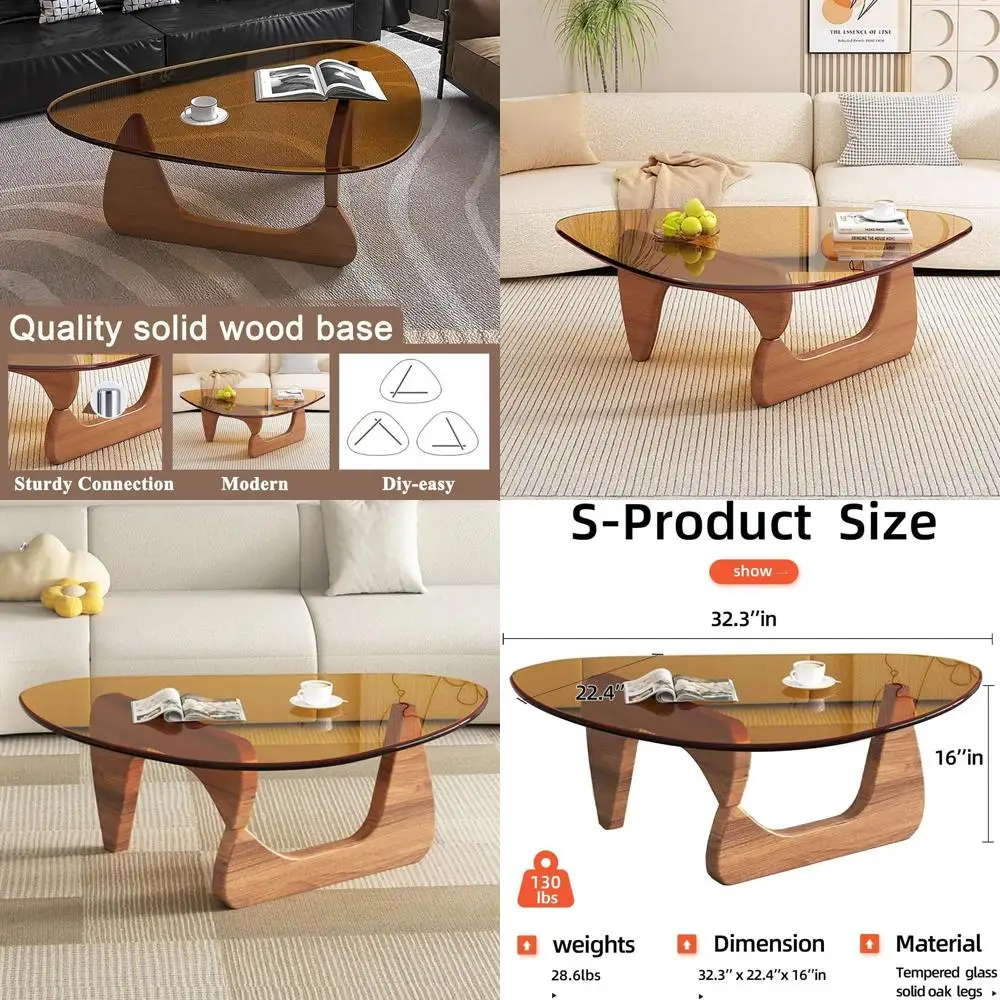 

Mid-Century Modern Walnut Brown Coffee Table for Small Spaces: Ideal for Living Rooms, Bedrooms, and Offices