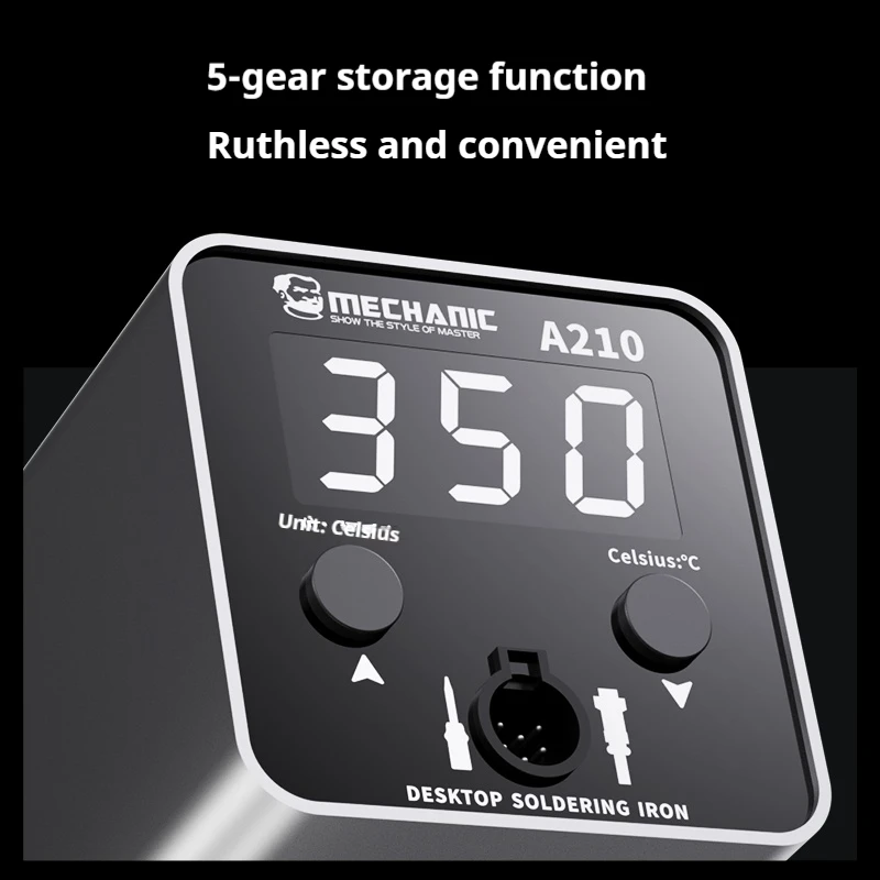 Imagem -04 - Mecânica-mini Estação de Solda Portátil A210 Desktop Ferro de Solda Precisão Controle de Temperatura Proteção contra Curto Circuito