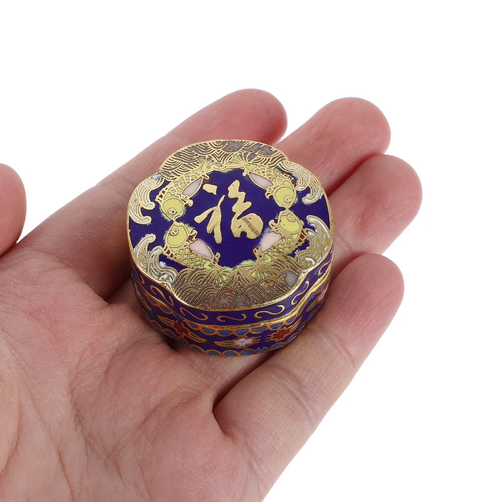 

European Vintage Jewellery Box Small Round Metal Trinket Organizer Enameled Treasure Chest Ring Earrings Storage Decorative
