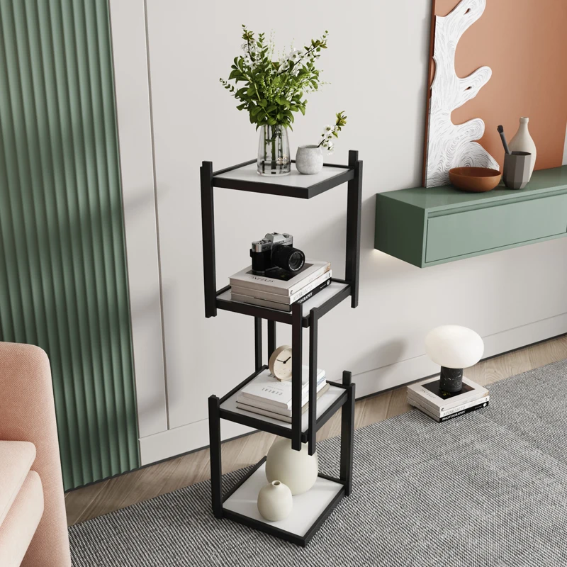 Wrought iron floor display rack, creative bookshelf, office decoration rack, flower rack, living room corner multi-layer simple