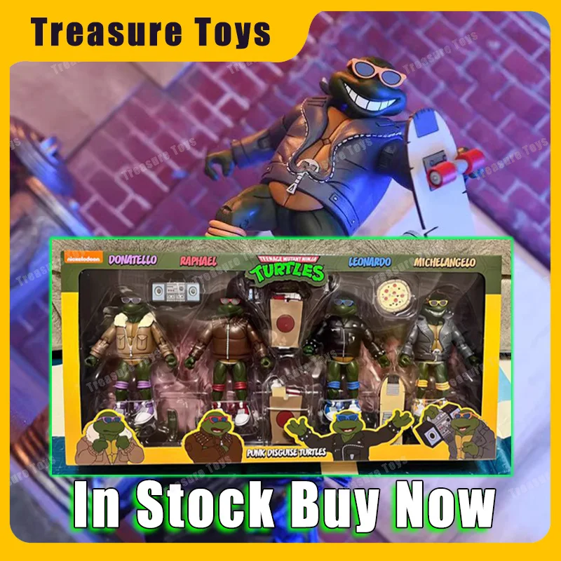 

Original Neca Punk Raphael Donatello Leonardo Michelangelo 4-Pack Anime Action Figures Model Kids Birthday Toys Gifts