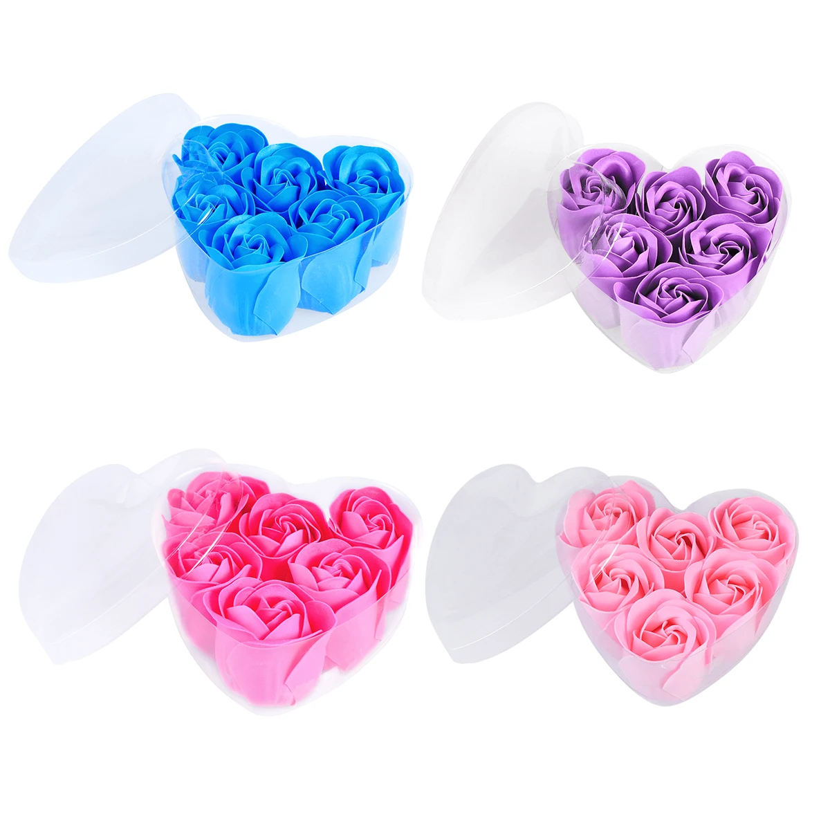 

6 Pcs Heart Shaped Soap Flowers Real Touch Artificial Roses Eco Friendly Wedding Bridal Bridesmaid Bouquet Home Decoration