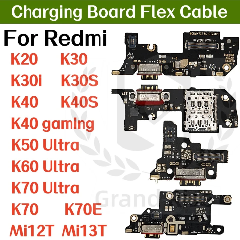 Cable flexible de placa de carga USB para Redmi K20 K30i K30S K40 S K50 K60 Ultra K70 Ultra K70E Mi12T Mi13T conector de puerto de carga