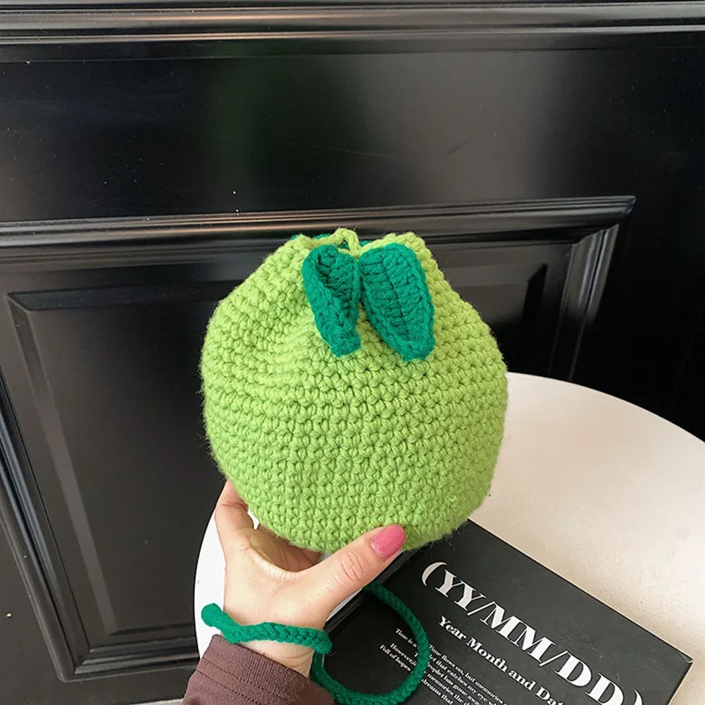 Bolso de hombro femenino con cordón de ganchillo, bolso de fruta bonito con forma de naranja, bolso diario para niñas y mujeres