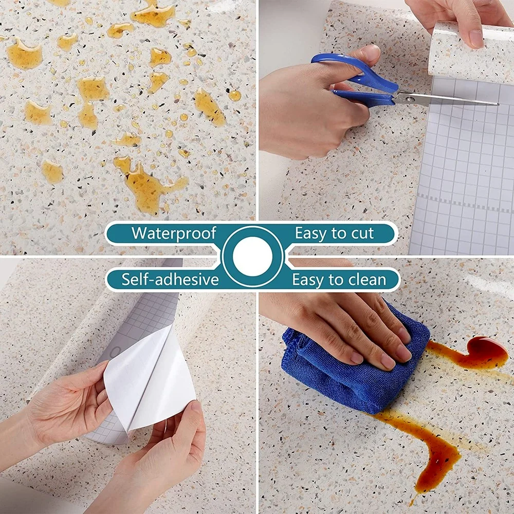 Home Renovation Marble Gravel Wallpapers Self-adhesive Vinyl Kitchen Bathroom Cabinet Stickers Desktop Decorative Contact Paper