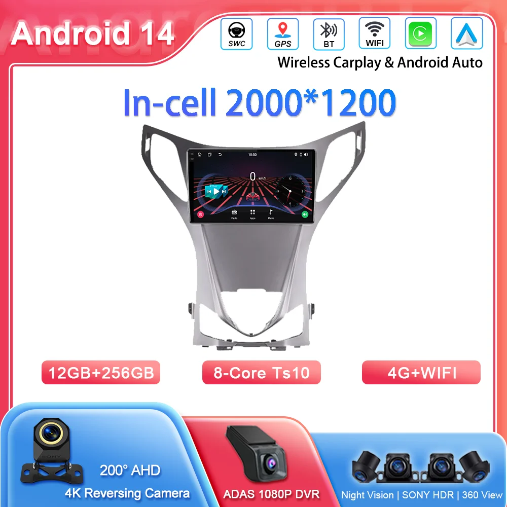 

Автомобильный DVD Android 14, радио стерео для Hyundai Azera 2 II 2011-2014, авто Bluetooth, мультимедийный видеоплеер, GPS-навигация, NO 2Din