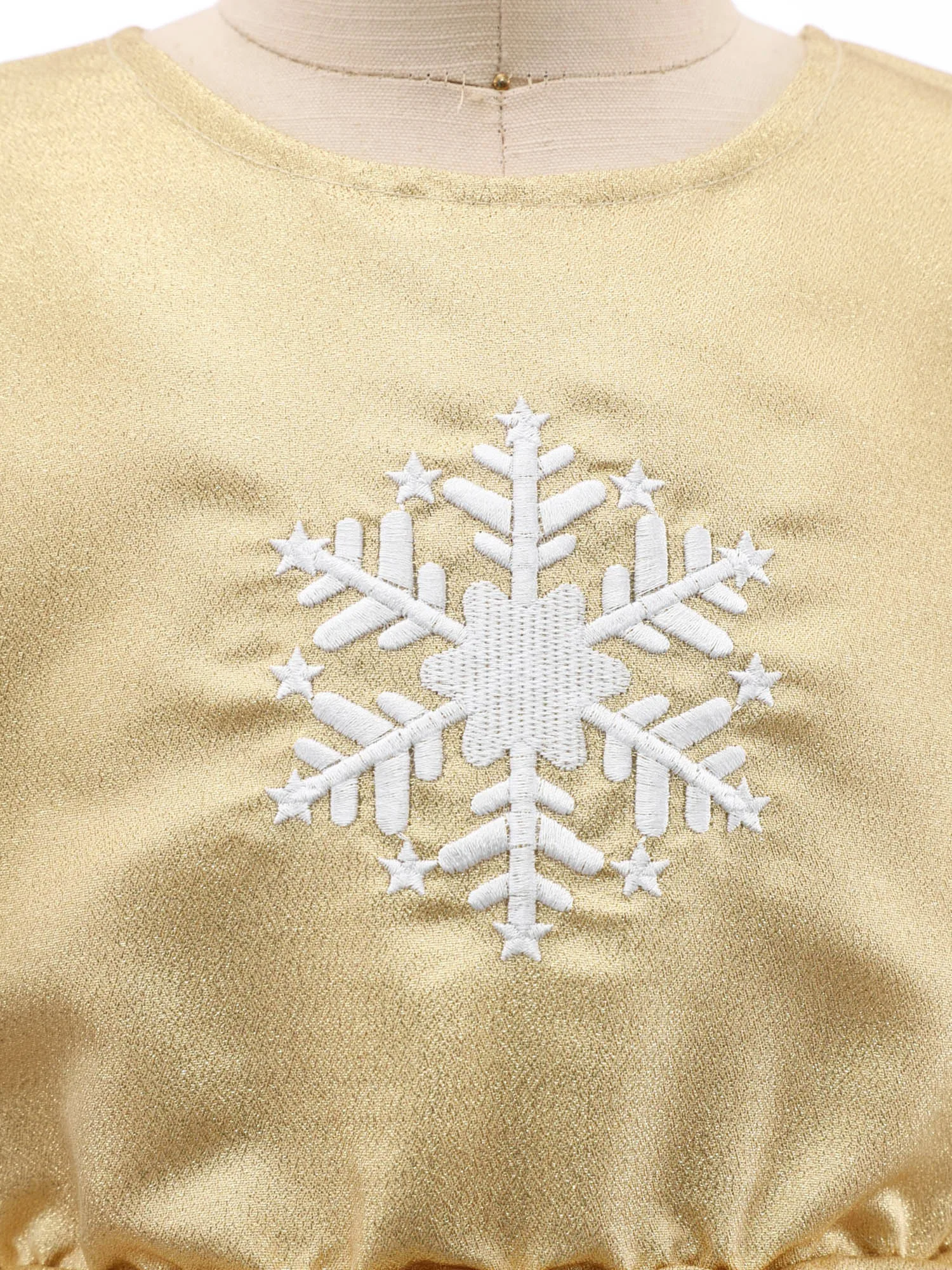 فستان توتو لحفلات عيد الميلاد للفتيات الصغيرات بأكمام منتفخة ومطرز على شكل ندفة الثلج لعيد الميلاد وعيد الميلاد والتصوير الفوتوغرافي لعيد الميلاد والعام الجديد