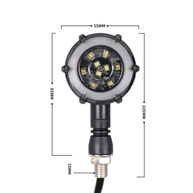 1 Pairs Motorcycle LED Two Color Flowing Turn Signals Lights For Harley 12V Universal Flashing Angel Eyes Vortex Indicator Lamp