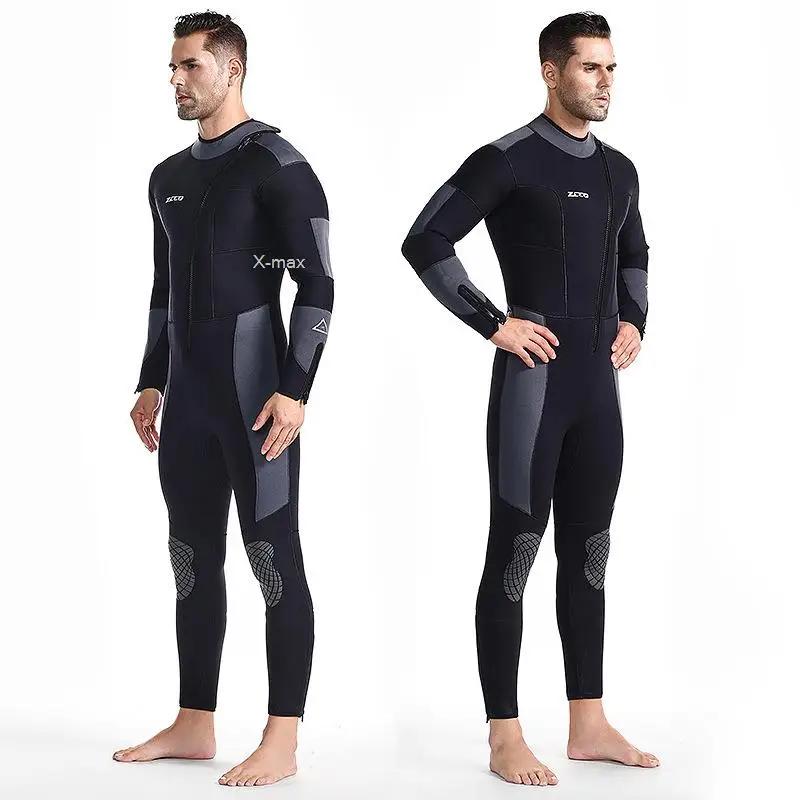 5mm Neoprene Wetsuit One-piece Women Men Long-sleeved Diving Suit Scuba Spearfishing Surfing Warm Swimsuit Equipment