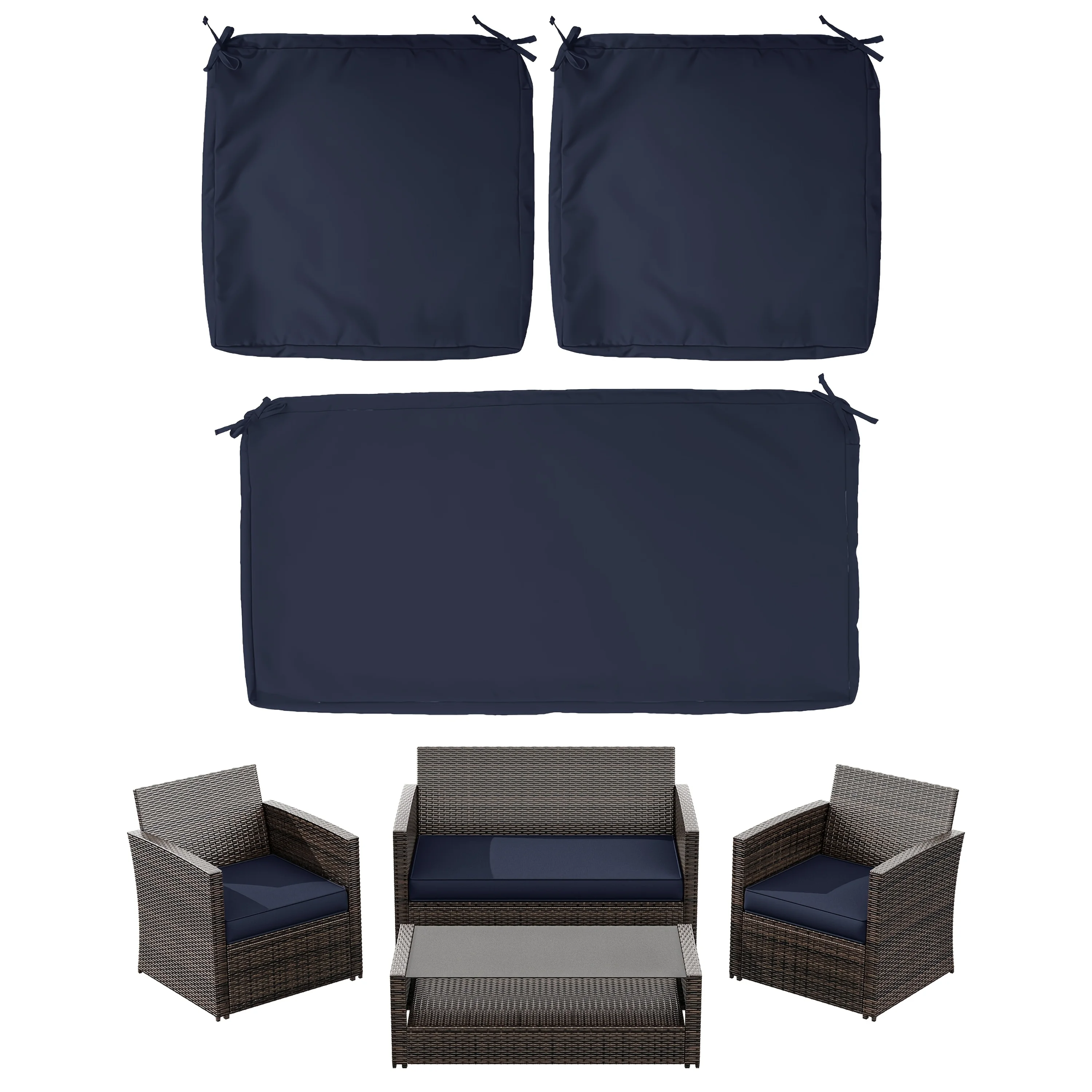 

Square 3pcs Outdoor Furniture Seat Cover Replacement Fabric Cover, with Zipper, Machine Washable, Binding And Anti-slip Pad Design, Suitable for Outdoor Furniture Rattan Chair Seat Cover, (only Includes Fabric Cover)