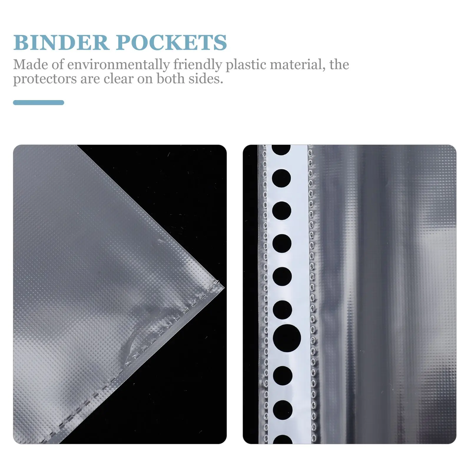 100 Pcs Plastic Folder Inner Pocket Binder Pockets Clear File Protector Sheet Protector for Documents Photos School Office Use