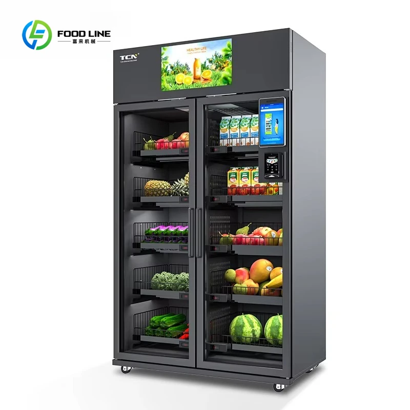 آلة بيع الفواكه الطازجة ذات الخدمة الذاتية الأوتوماتيكية آلة بيع الثلاجة الذكية AI