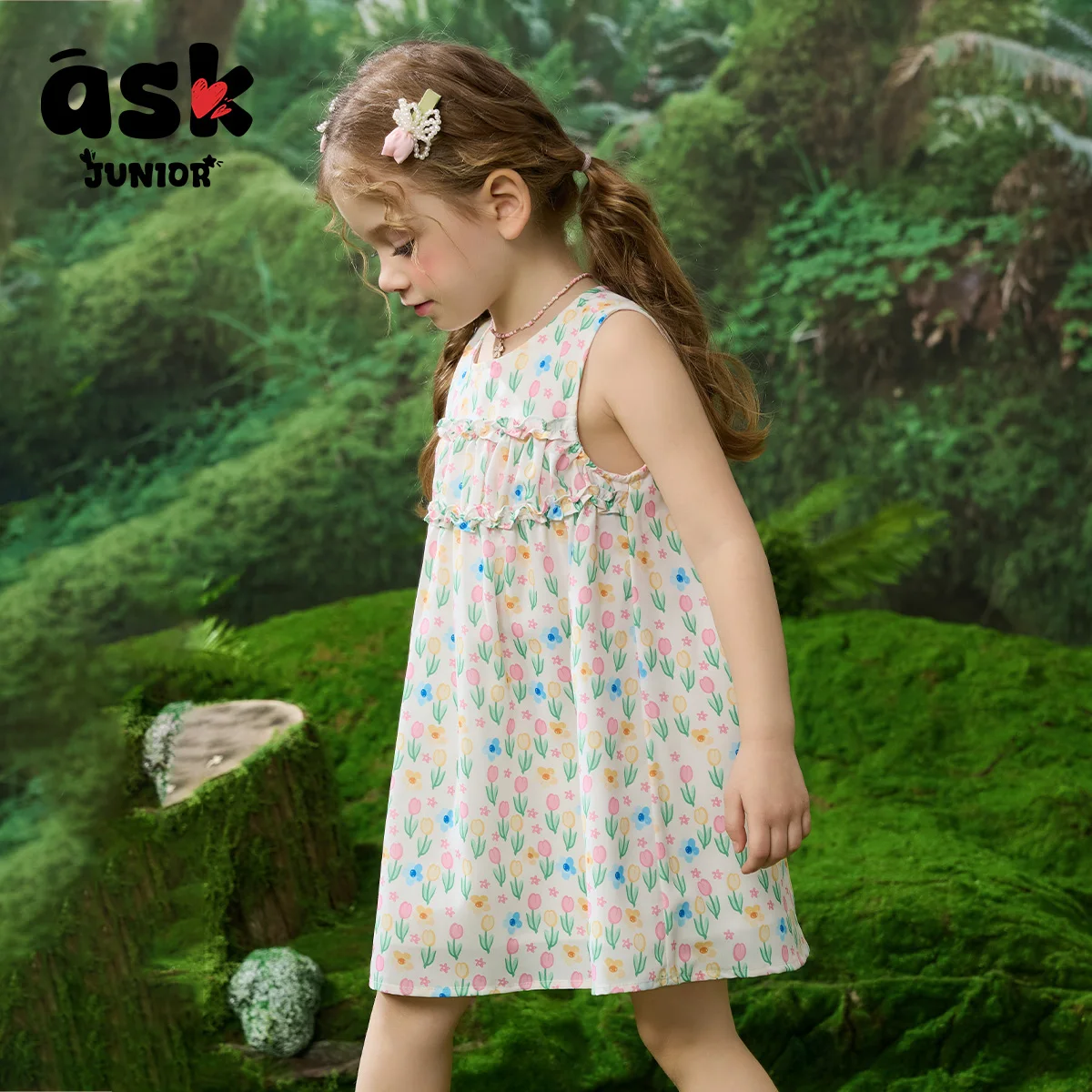 اسأل فستان صيفي طويل بدون أكمام للفتيات الصغيرات