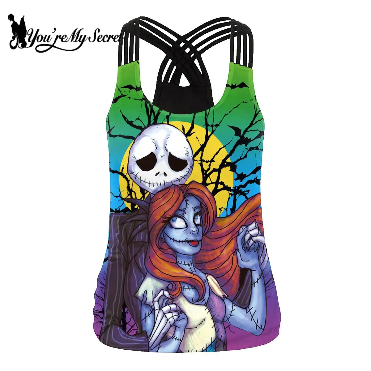 [Je Mijn Secret] Halloween Party Gothic Tank Tops Sexy Slim Sling Shirt Zomer Mode Casual Femeale Mouwloze tops