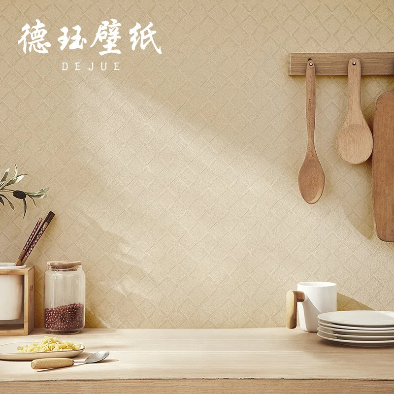 Nordic Modern Simple Solid Color Diamond Square Pattern Wallpaper for Bedroom Living Room Background Wall Milk Coffee Beige Khak