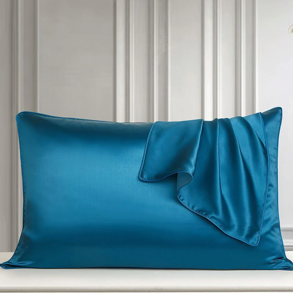 Funda de almohada de seda pura 100% Natural en ambos lados, funda de almohada de seda de morera de lujo de 22 Momme con cremallera oculta, buena para el cabello y la piel