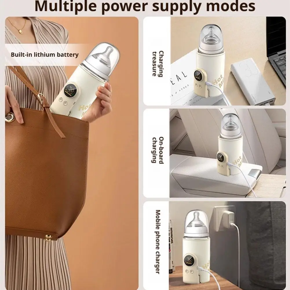 Baby Bottle Warmer Portable 10000mAh Power Bank Bottle Warmer 4-10 Hours Runtime Baby Milk Warmer USB-C Charging For Travel view 2