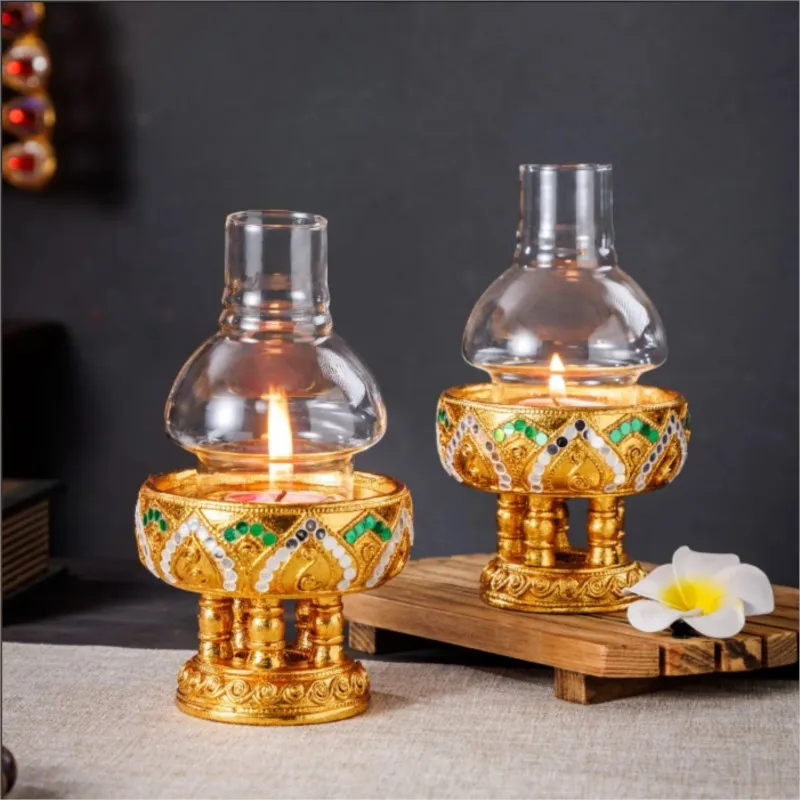

Creative Circular Glass Windproof Candle Stand Cover Candlelight Dinner Prop Romantic Decoration Retro Decoration Ornament ZI521