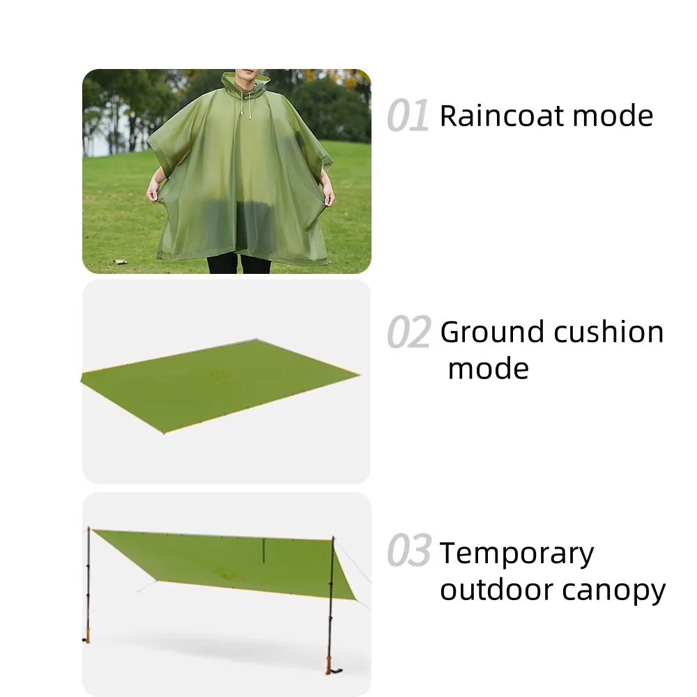 Disposable raincoat, cloak style three in one thick raincoat, suitable for camping, fishing, hiking, and trekking.