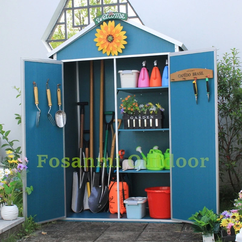 

Waterproof Outdoor Storage Cabinet Sun Rain Resistant Large Garden Tool Organizer with Lock Eco Friendly PVC&Al for Patio Yard