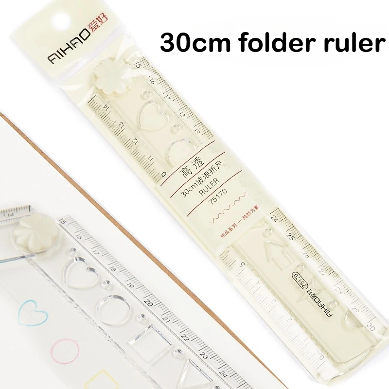 40pcs Transparent 30cm Folder Rulers Desk Accessories Kawaii School Supplies 30cm Rulers Drafting Tools Wholesale Office Gadgets