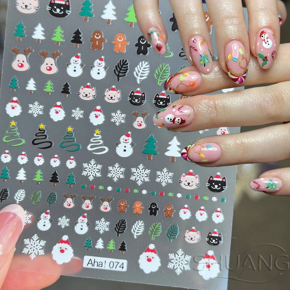 

3D Christmas Nail Art Sticker Snowflake Santa Claus Elk Gingerbread Man Nail Decal Winter Cute Snowman Xmas New Year Nail Slider