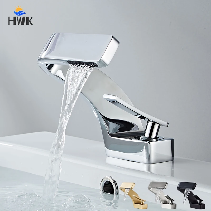 

Bathroom Light Luxury Waterfall Basin Faucet.Brass Cold Hot Water Mixer.Deck Mounted Single Hole Mixer Taps.House Sink Faucet.