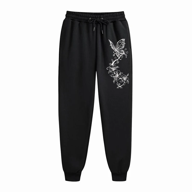 Fashion Floral & Butterfly Print Sports Pants Women\'s High Quality Pants Jogging Pants Women\'s Leisure Fitness Jogging Pants