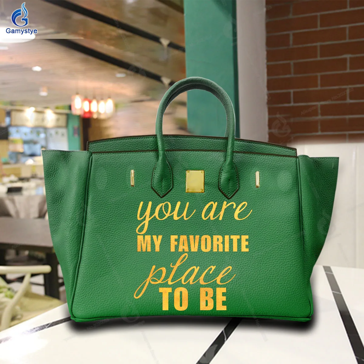 Printed Customize Art English TOBE Bags 100% Real Cowhide Leather Designer Totes Women purses and handbag Gold Lock Hardware New