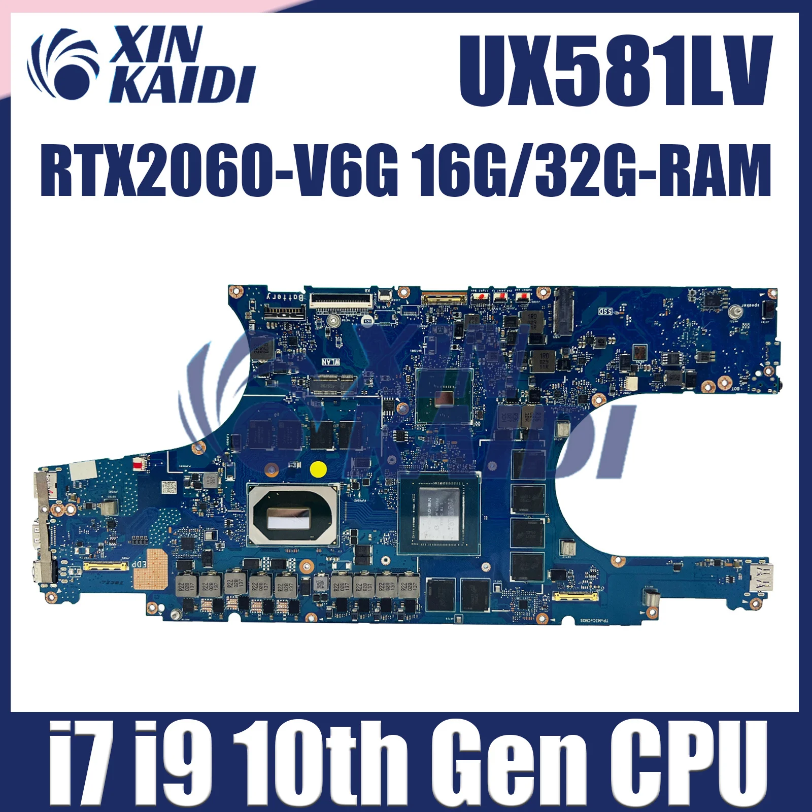 

UX581LV Notebook Mainboard For ASUS Zenbook Pro Duo UX581L Laptop Motherboard I7-10750H I9-10980HK CPU RTX2060 6G 16G 32G RAM