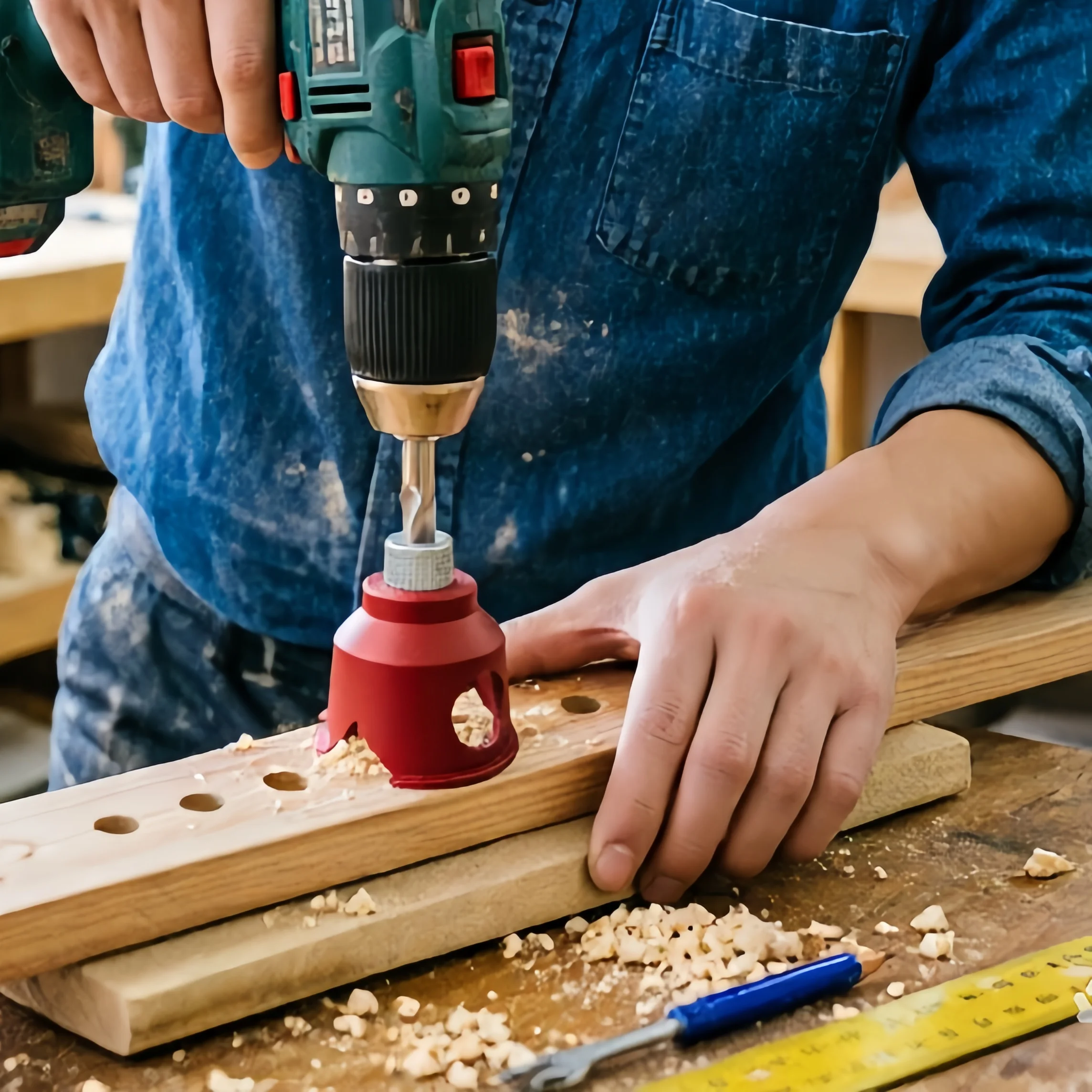 

Woodworking Straight Hole Drilling Machine with 6/8/10mm Drill Bit, Liner and Wooden Nail Straight Hole Drill Bit Guide Device