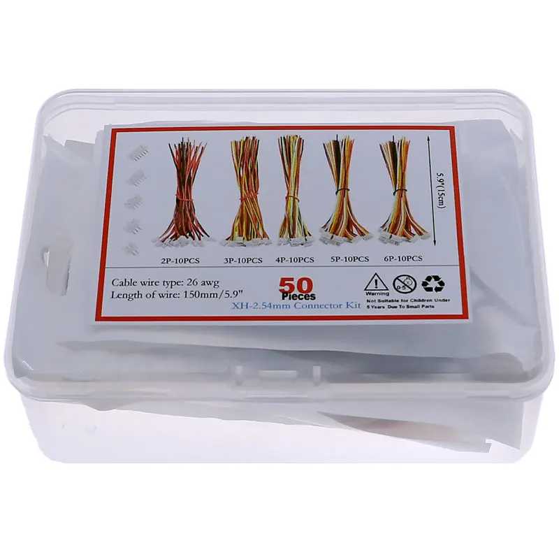 50 set/scatola JST xh2. 54-2/3/4/5/6pin connettore femmina e maschio Kit assortimento di spine con cavi da 150mm