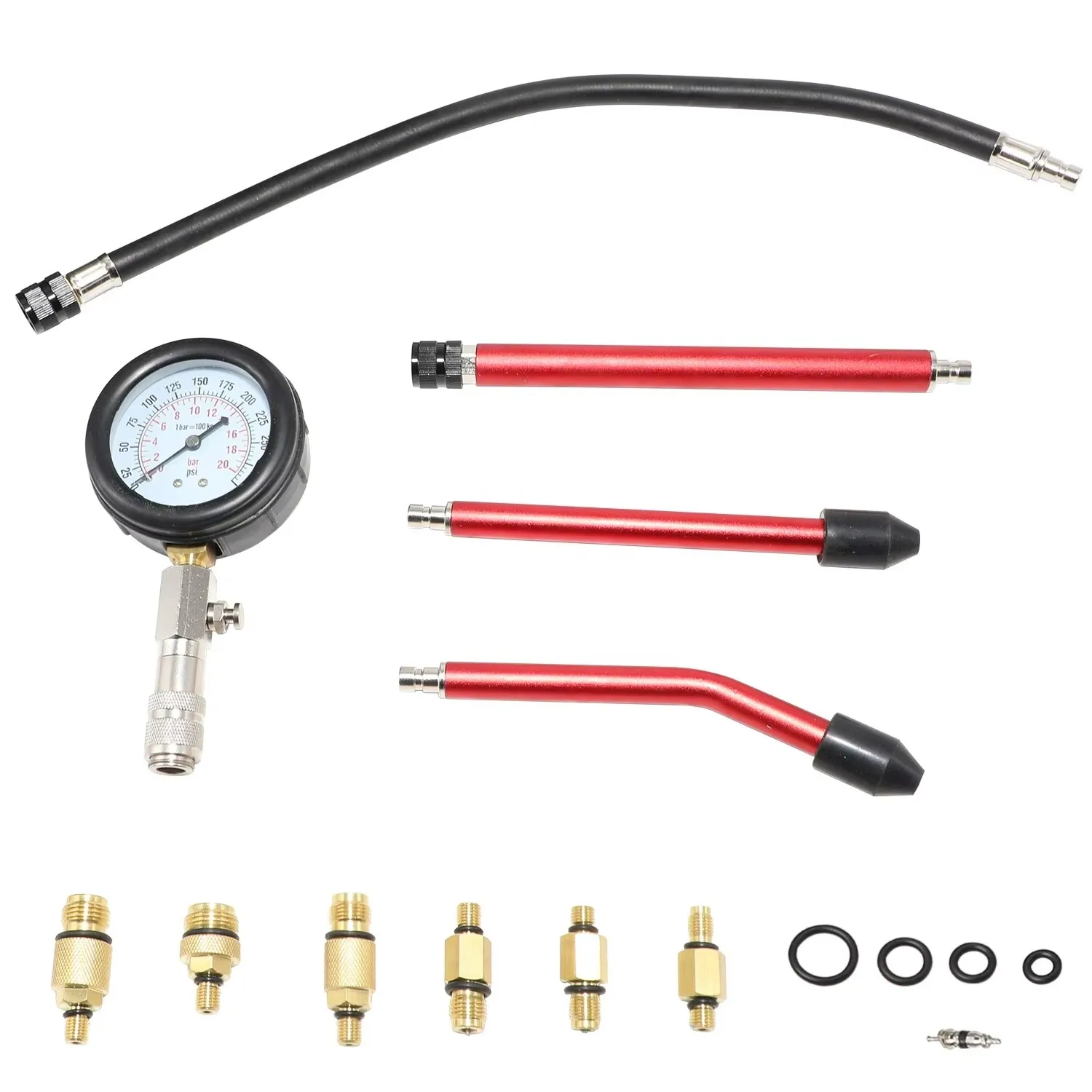 Petrol Engine Compression Tester Kit 0-300 PSI Diesel Engine Cylinder Pressure Gauge Tool Set for Car Motorcycles