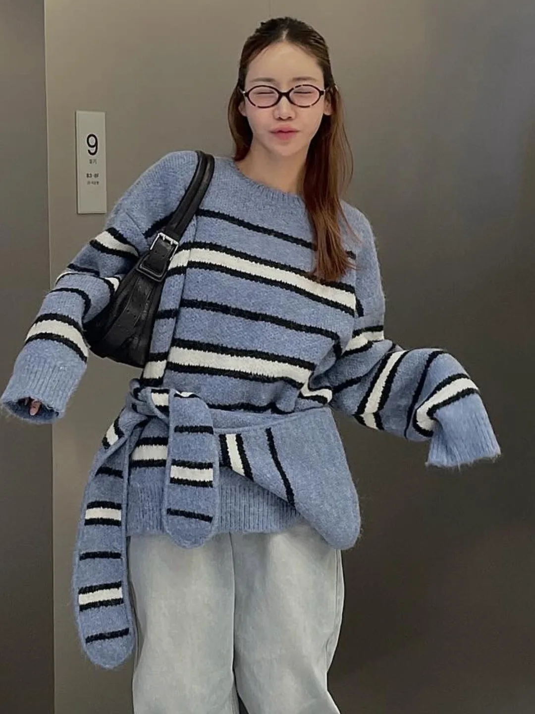 Outono 2025 feminino malha redonda ne camisola com chapéu listrado faionable ele nova chegada conjunto de malhas por fornecedor sem marca