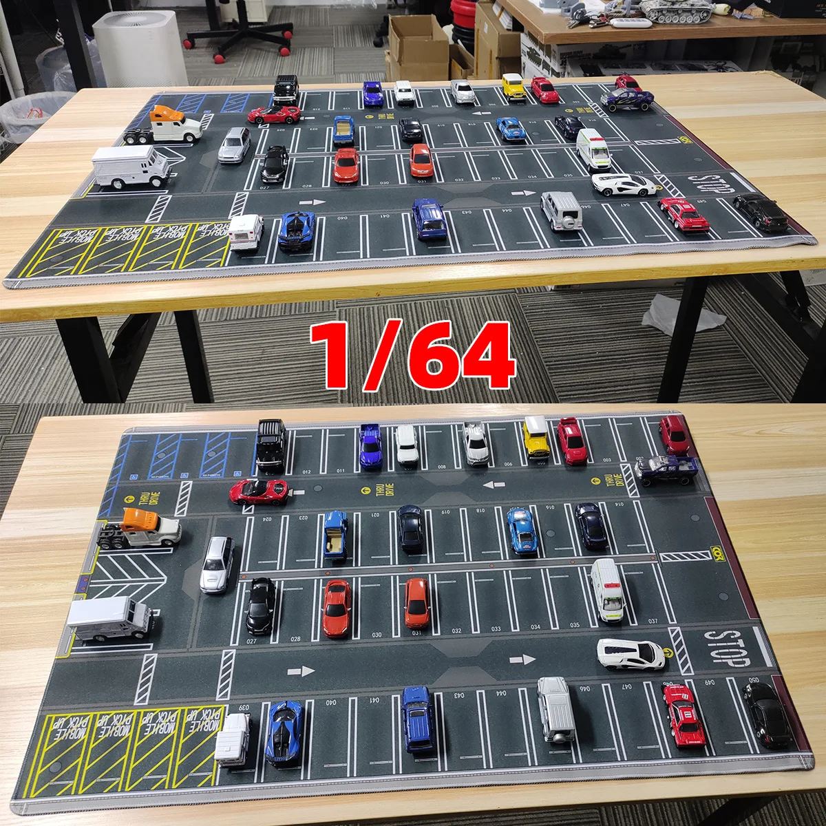 Los Angeles Parkplatz Bodenmatte Automobil-Modell Miniatur Sandtisch-Zubehör Maßstabsmodell 1/64 Ausstellungsständer Spielmatte – Detail 2
