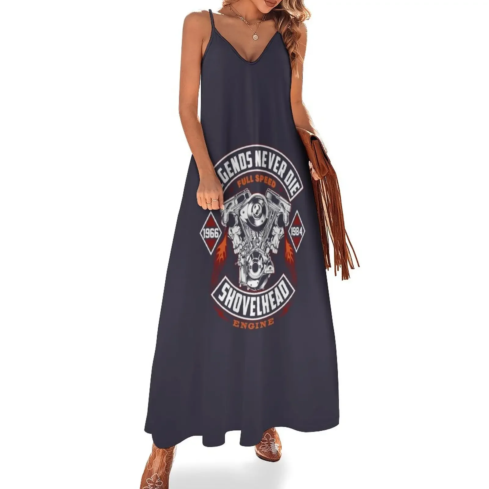 

Most Important Biker Motorcycle Shovelhead Halloween Holiday Sleeveless Dress summer dress woman 2025 Dress